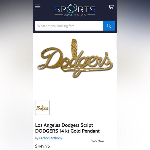 L.A. DODGERS 14K solid script logo pendant by Michael Anthony, NWOT - Picture 3 of 15